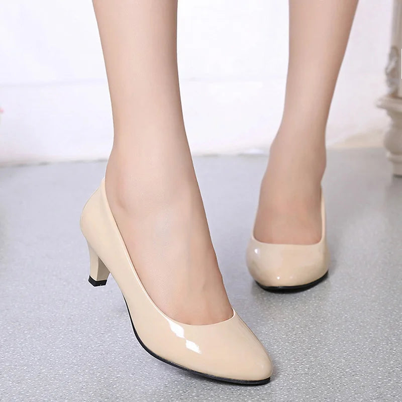 Female Pumps Nude Shallow Mouth Women Shoes / Fashion Office Work Wedding Party Shoes / Ladies Low Heel Shoes Woman Autumn