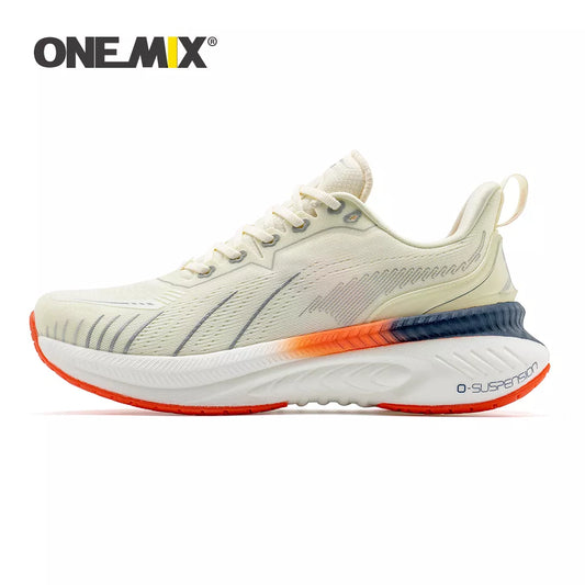 ONEMIX White Road Running Shoes / Air Cushion Outdoor Sport Shoes / Male Trainers Summer Jogging Shoes