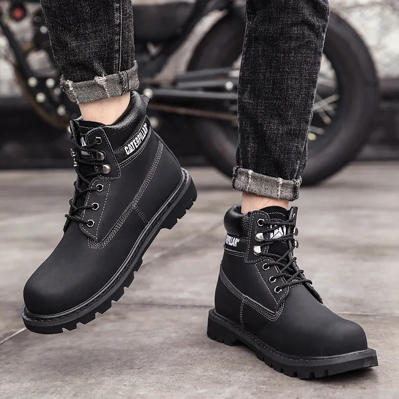 Caterpillar Boots / Genuine Leather Unisex Winter Ankle Military / Treking Snow / Yellow Designer / Tactical Boots / Work Shoes