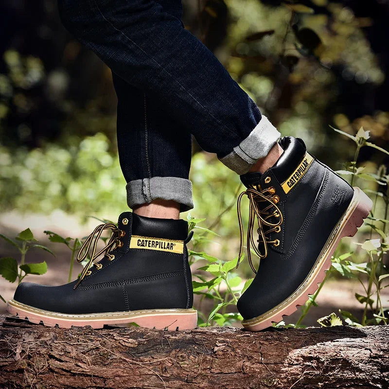 Caterpillar Boots / Genuine Leather Unisex Winter Ankle Military / Treking Snow / Yellow Designer / Tactical Boots / Work Shoes