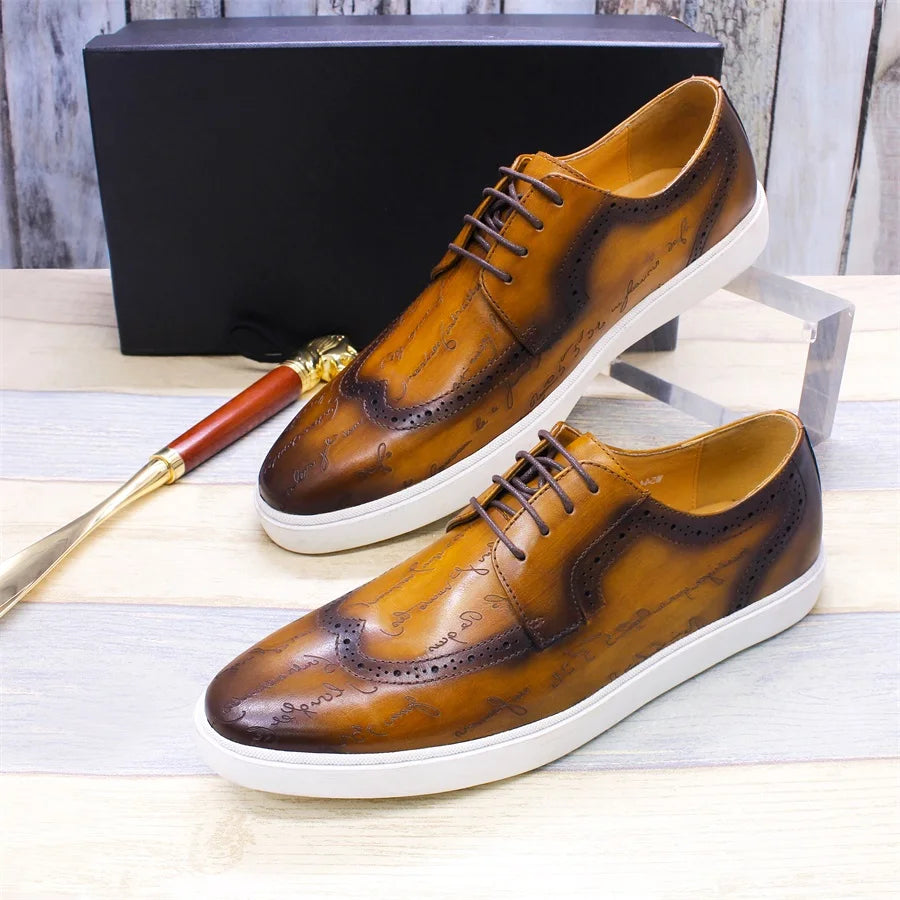 High-end Casual Leather Shoes Classic British Style Handmade Men's Shoes Fashion Comfortable Flat Shoes Men's Dating Party Shoes