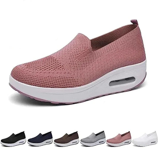 Women Walking Shoes / Flat Shoes / Slip-On Light Air Cushion Mesh Up Stretch Sneakers