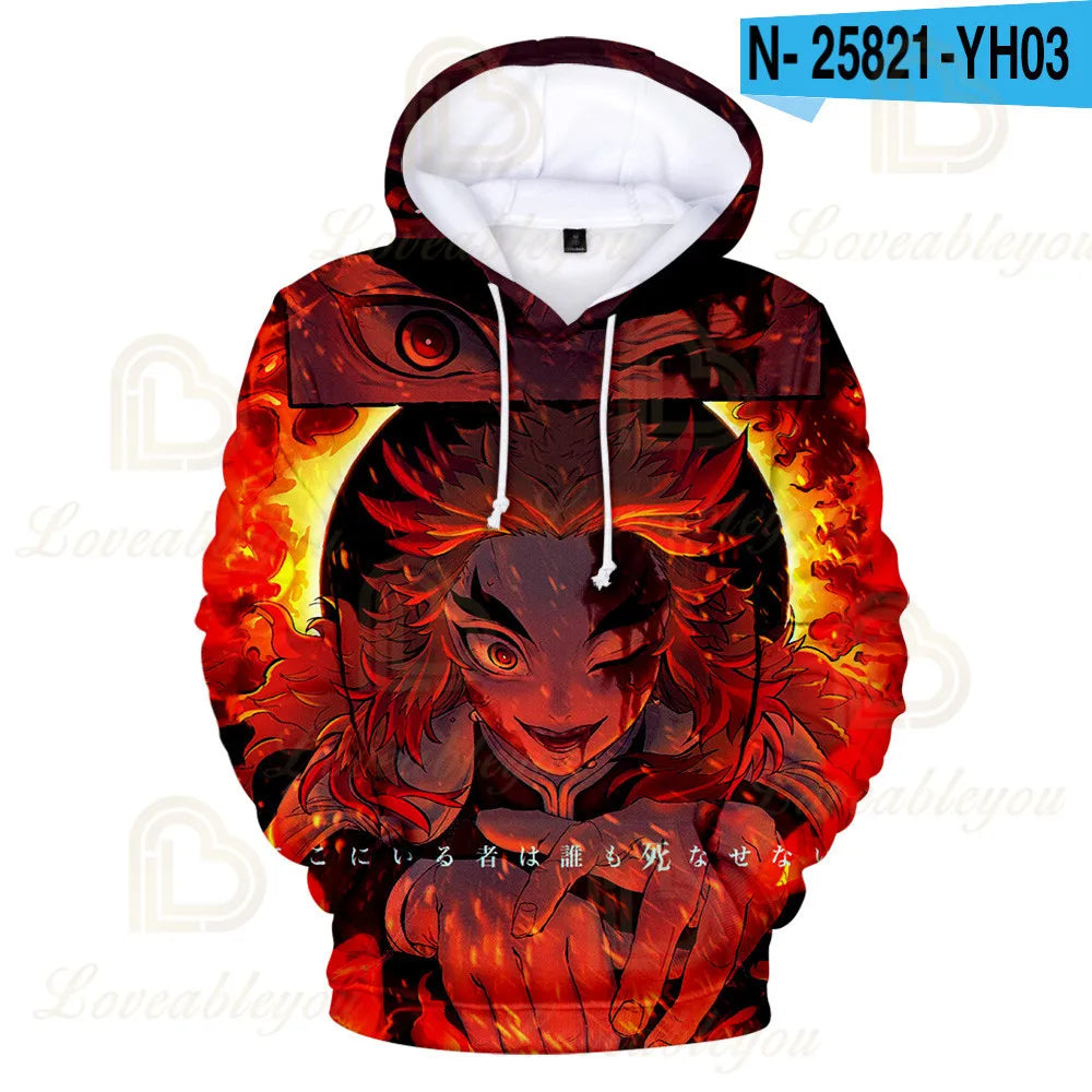 Kimetsu No Yaiba Anime 3D hoodie Kochou Shinobu Cosplay Costume Demon Slayer hoodies Men Women Rengoku Shinjurou Sweatshirts