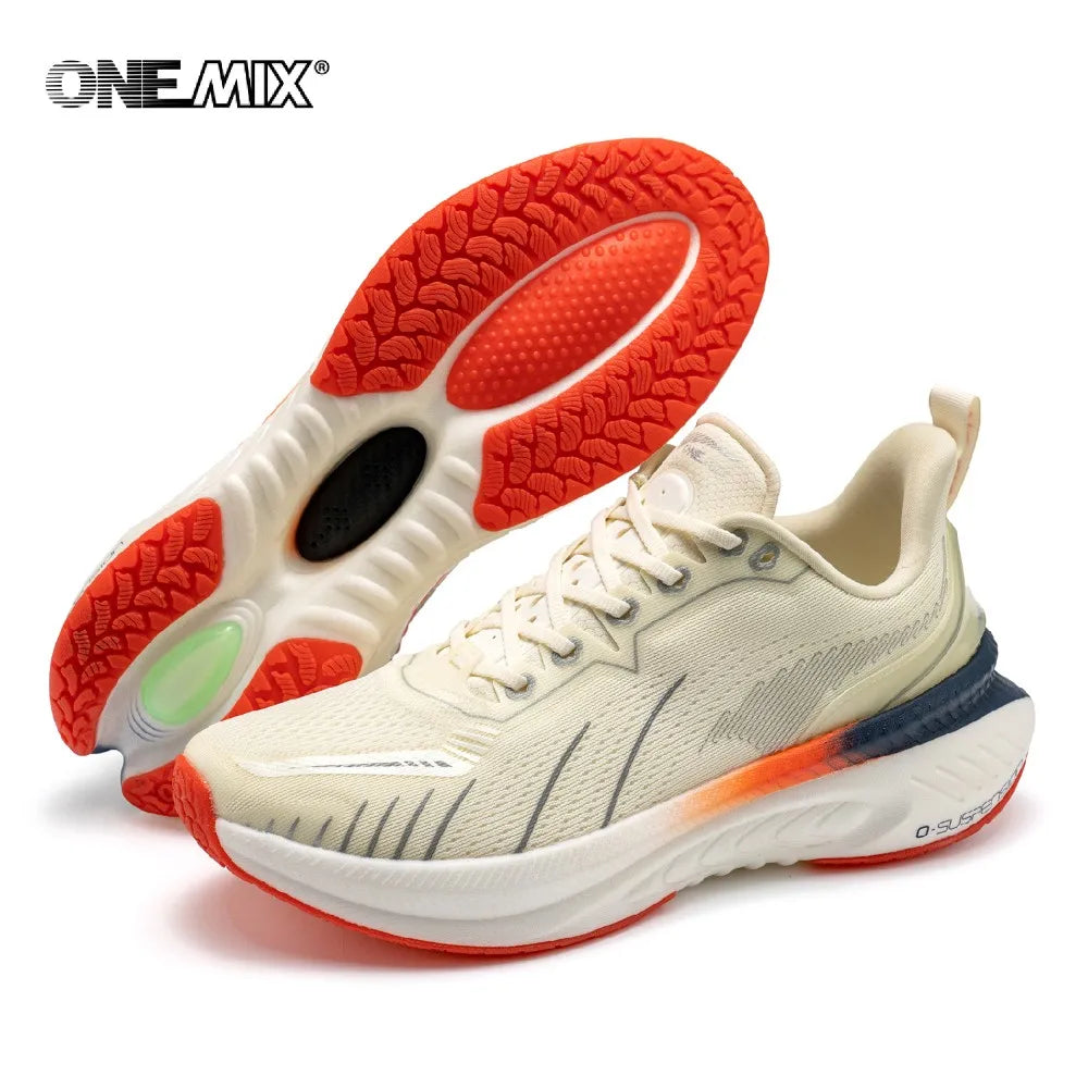 ONEMIX White Road Running Shoes / Air Cushion Outdoor Sport Shoes / Male Trainers Summer Jogging Shoes