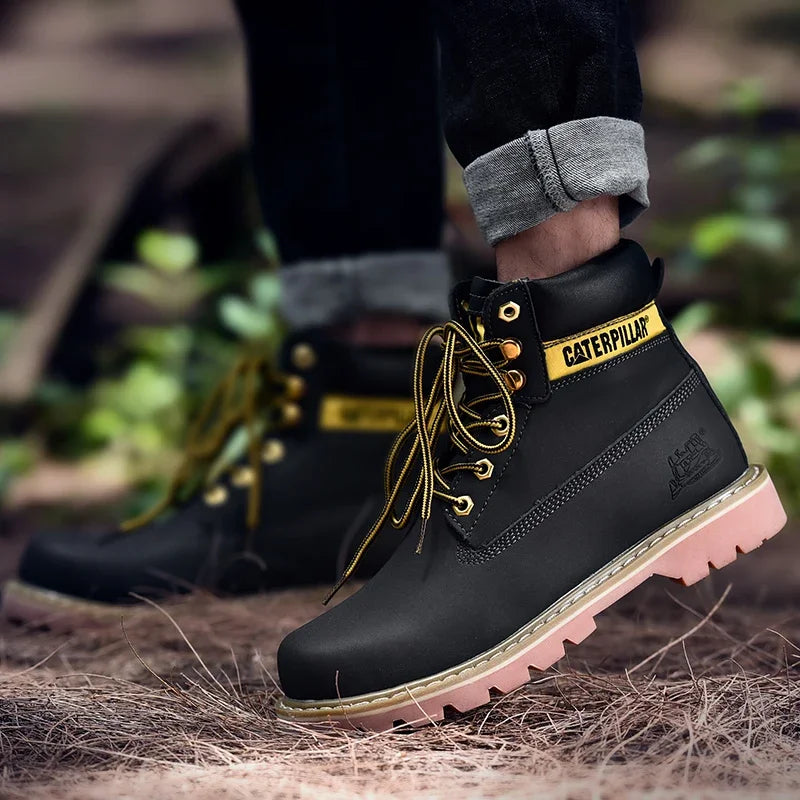 Caterpillar Boots / Genuine Leather Unisex Winter Ankle Military / Treking Snow / Yellow Designer / Tactical Boots / Work Shoes