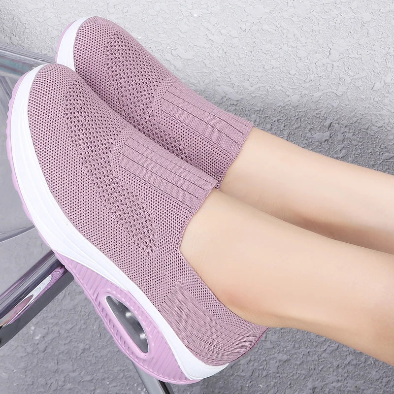 Women's Summer Fashion Vulcanized Sneakers / Women Walking Wedge Breathable Casual Sneakers