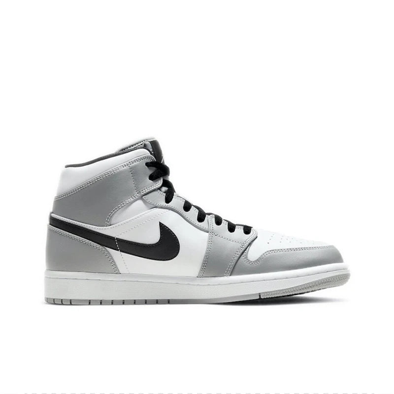 Original Jordan Air Jordan 1 Mid 'Light Smoke Grey' 'Small Dior' Retro Basketball Shoes Men's Smoke Grey