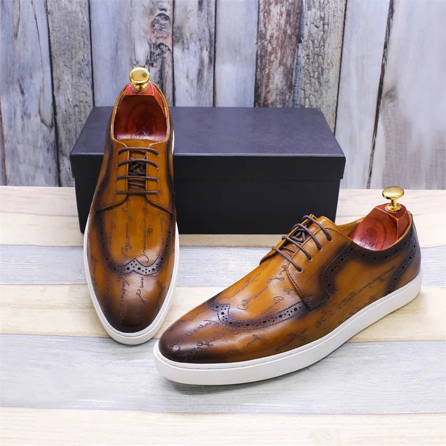 High-end Casual Leather Shoes Classic British Style Handmade Men's Shoes Fashion Comfortable Flat Shoes Men's Dating Party Shoes