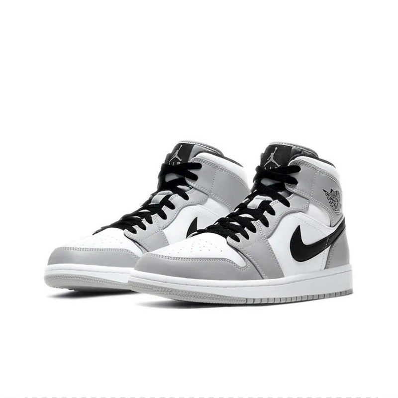 Original Jordan Air Jordan 1 Mid 'Light Smoke Grey' 'Small Dior' Retro Basketball Shoes Men's Smoke Grey