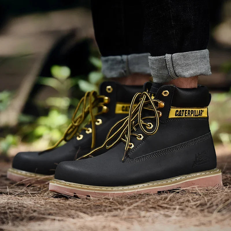 Caterpillar Boots / Genuine Leather Unisex Winter Ankle Military / Treking Snow / Yellow Designer / Tactical Boots / Work Shoes