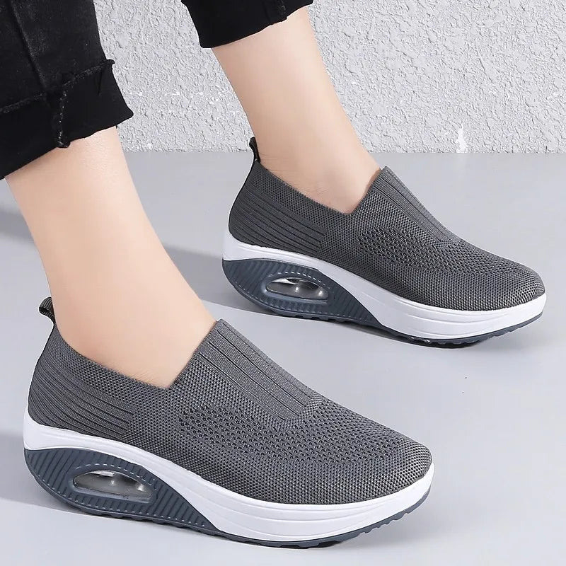 Women's Summer Fashion Vulcanized Sneakers / Women Walking Wedge Breathable Casual Sneakers